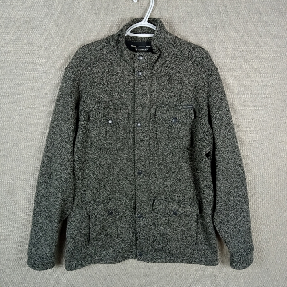 Eddie Bauer Fleece Lined Jacket Shacket Size TL Gray Heather Outdoor Casual